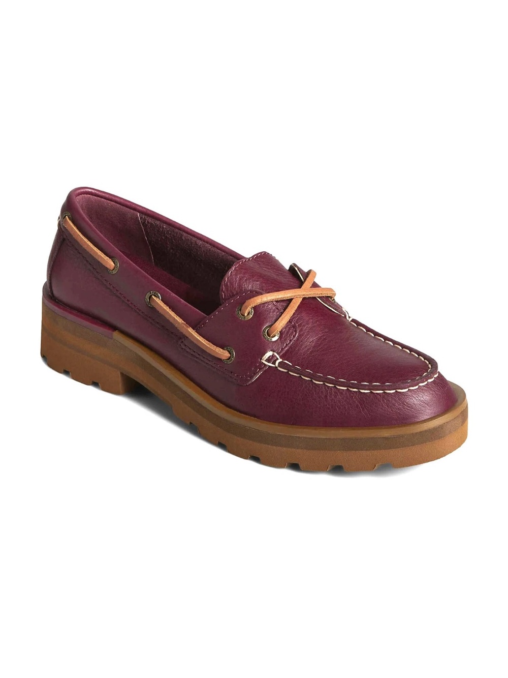 Sperry maroon burgundy leather loafers boat shoes size 11 new platform chunky